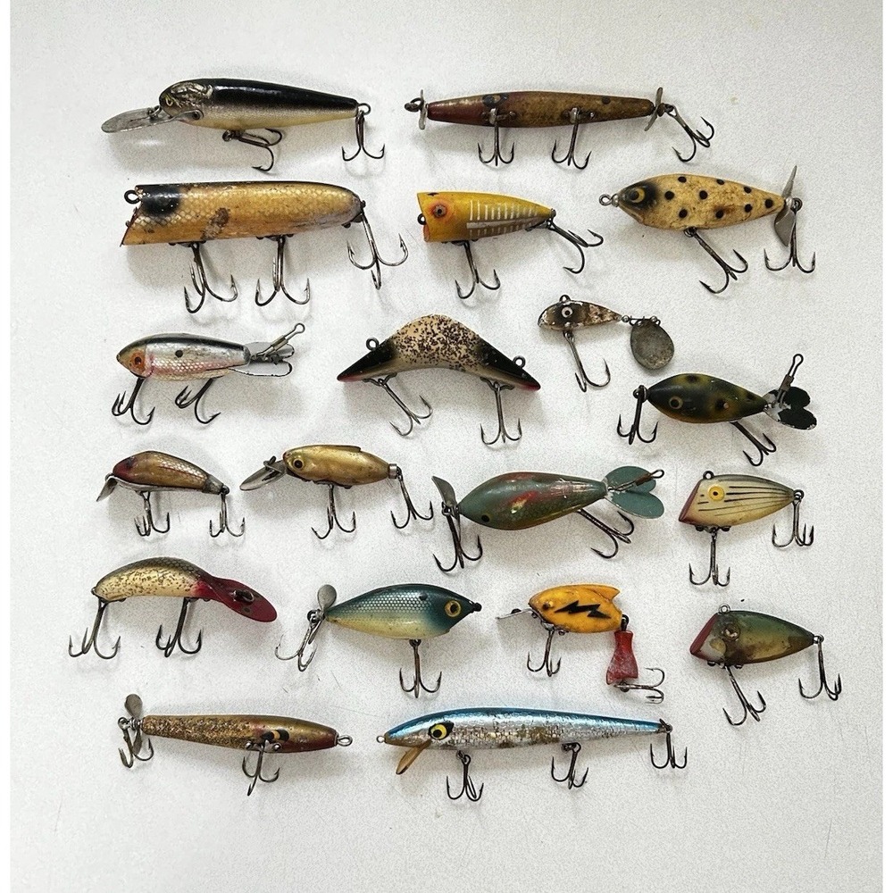 Vintage Fishing Lures Lure Lot Heddon Rapala Millsite Wood Plastic Multi-hook